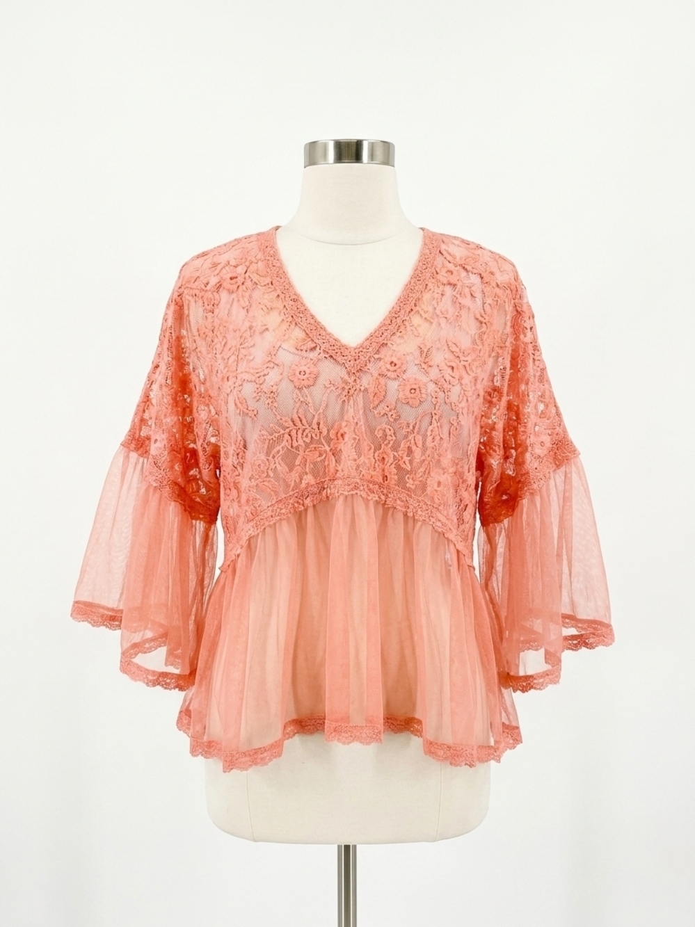 NEW ANNIEWEAR tama v neck chiffon blouse in apricot